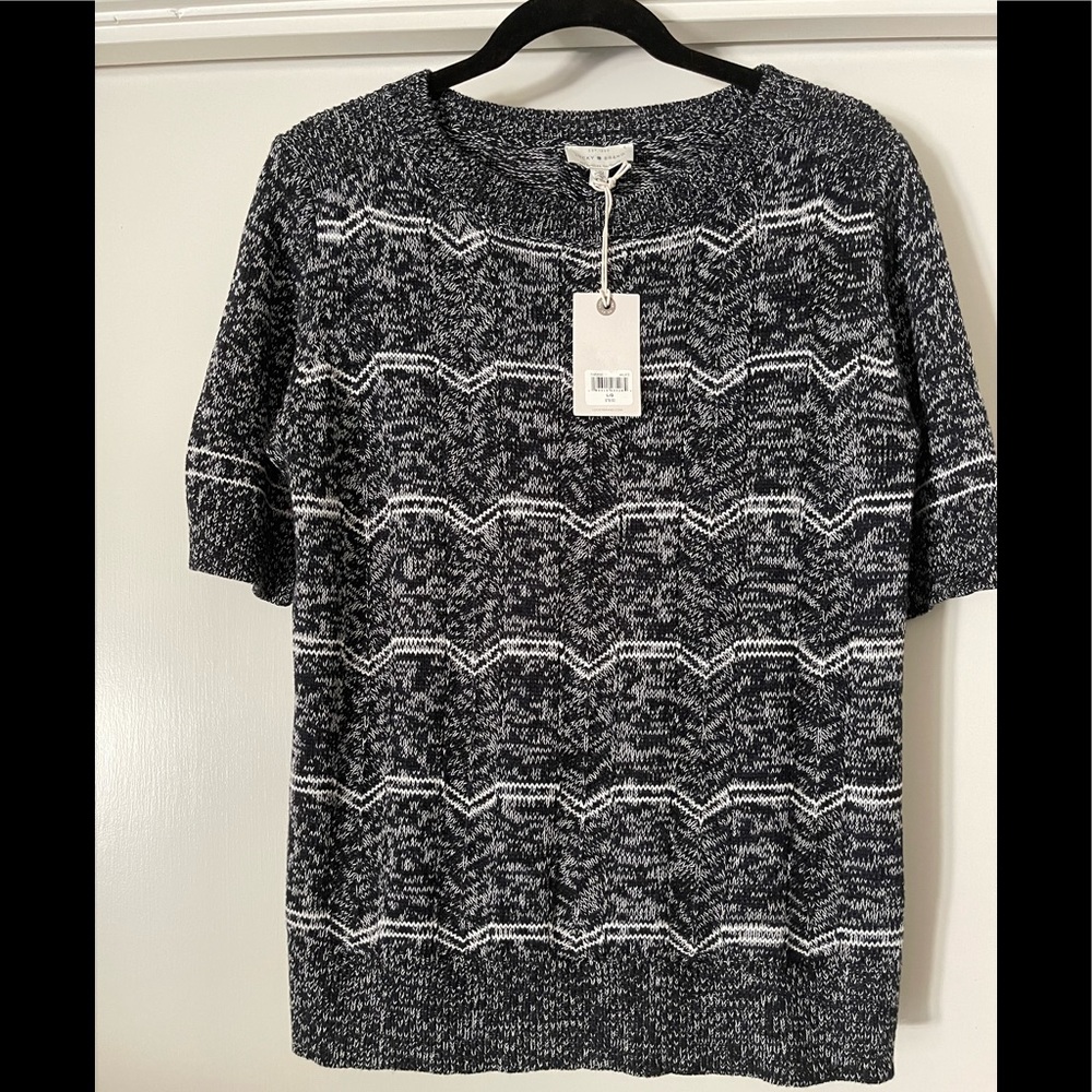 Lucky Brand Navy/White Short Sleeve Knit Top